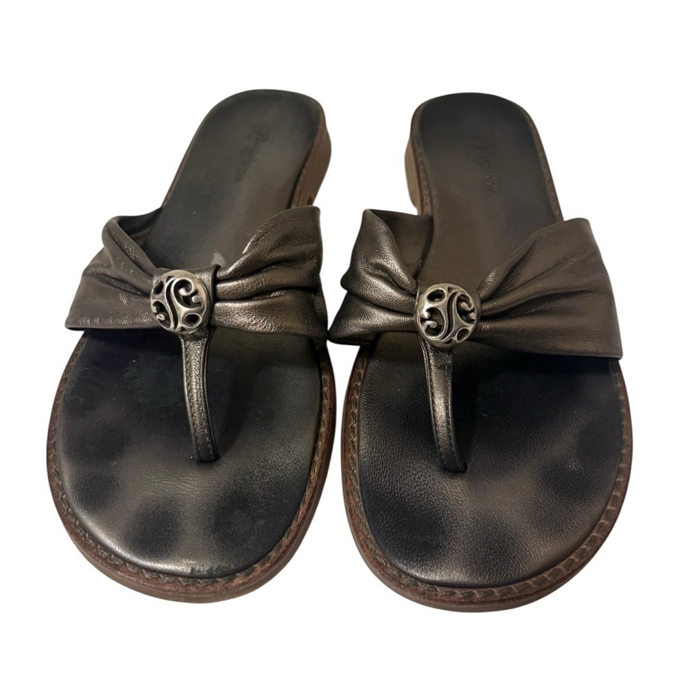 Brighton Party Metallic Grey Thong Slide Sandal Size